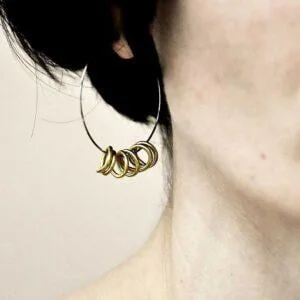 Kolczyki koła NAGANO 20 widoczne na tym zdjęciu zachwycają w kobiecych uszach ponieważ to modne kolczyki choć intrygują i zaskakują