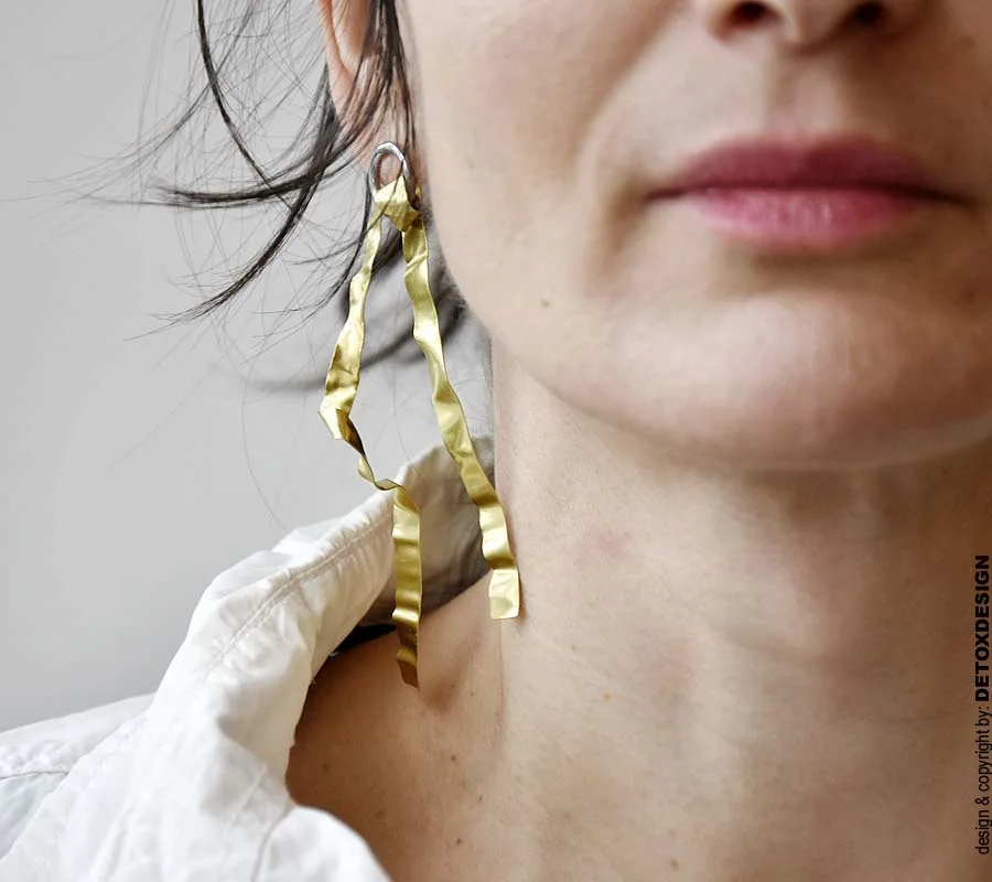 Autorskie wiszące mosiężne lekkie kolczyki NAGANO76