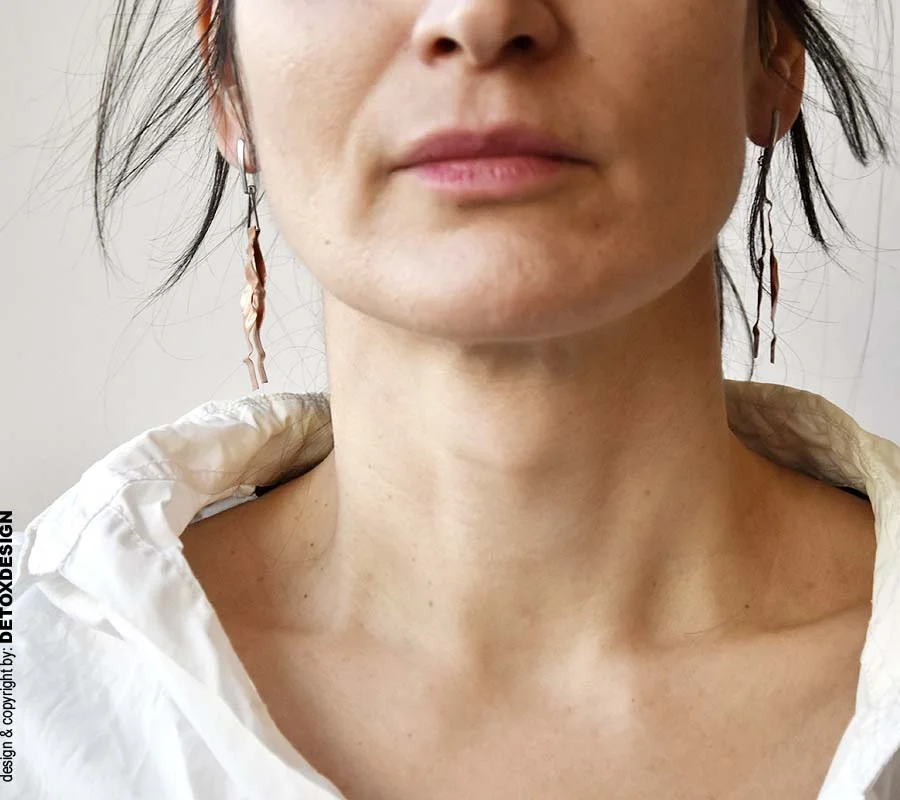 Autorskie długie lekkie kolczyki NAGANO74 z miedzi i stali chirurgicznej