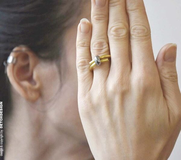 Prosty pierścionek NAGANO69 na zdjęciu to zaskakujący i zachwycający industrialny pierścionek i modny pierścionek jaka biżuteria jest modna prezent